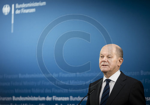 Bundesfinanzminister Scholz gibt Doorstep-Statement vor Sitzung der Eurogruppe