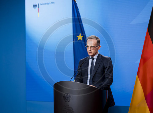 Bundesaussenminister Heiko Maas gibt Prese Statement