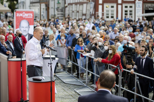 Wahlkampf Olaf Scholz in Nord-Hessen