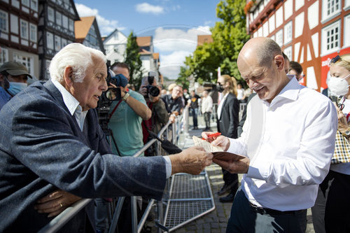 Wahlkampf Olaf Scholz in Nord-Hessen