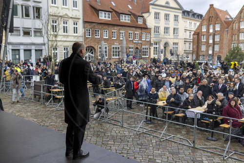 Bundeskanzler Olaf Scholz besucht eine Wahlkampfveranstaltung der SPD Schleswig-Holstein zur kommenden Landtagswahl 2022