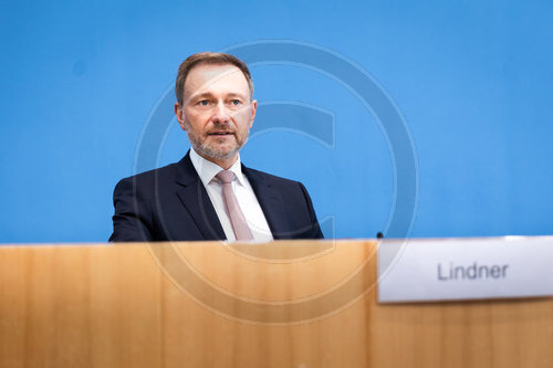 Bundesfinanzminister Christian Lindner in der BPK Vorstellung Entwurf Bundeshaushalt 2023