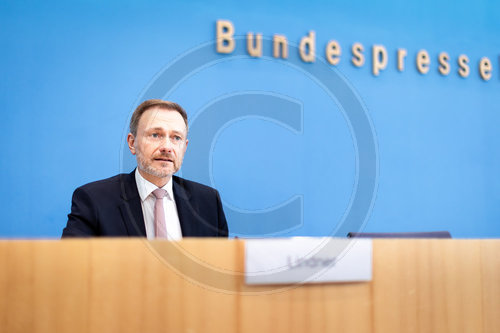 Bundesfinanzminister Christian Lindner in der BPK Vorstellung Entwurf Bundeshaushalt 2023