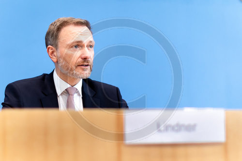 Bundesfinanzminister Christian Lindner in der BPK Vorstellung Entwurf Bundeshaushalt 2023