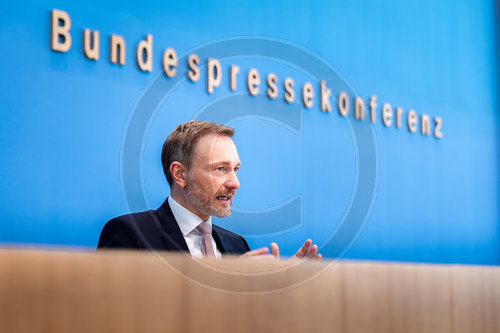 Bundesfinanzminister Christian Lindner in der BPK Vorstellung Entwurf Bundeshaushalt 2023