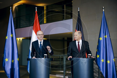Olaf Scholz und  Luc Frieden geben Pressekonferenz