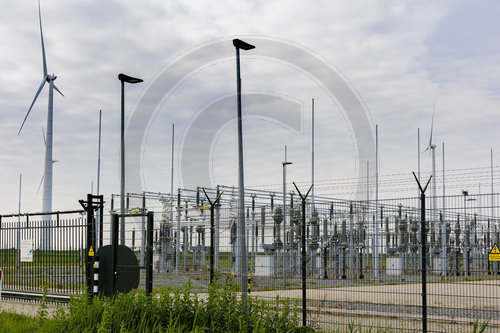 Transformer station from wind power to electricity