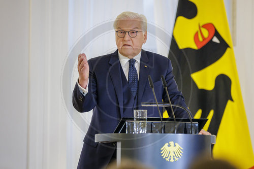 Bundespraesident Steinmeier, gibt zu den aktuellen Themen ein Pressestatemant