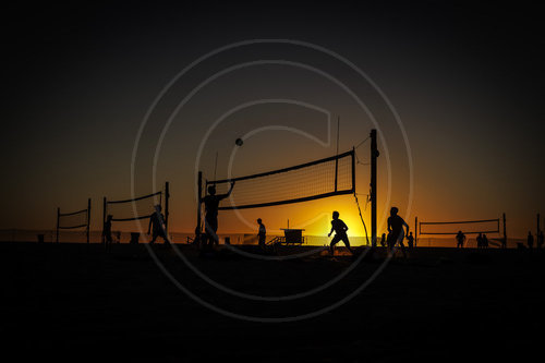 Volleyball Spieler am Santa Monica Beach