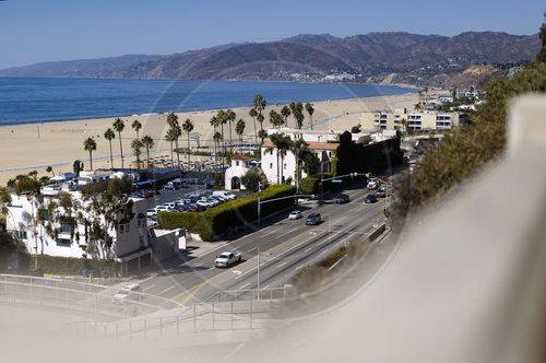 Haeuser am Strand von Santa Monica Beach