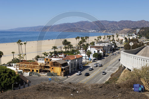 Haeuser am Strand von Santa Monica Beach