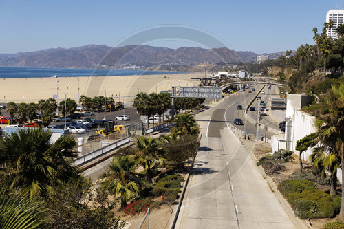 Haeuser am Strand von Santa Monica Beach