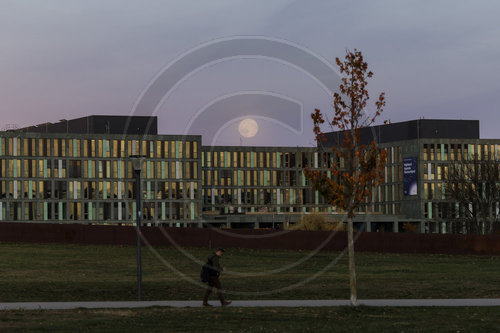 Supermond bei Sonnenuntergang