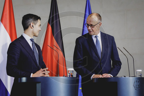 Bundeskanzler Merz trifft den Ministerpraesidenten der Niederlande Rob Jetten